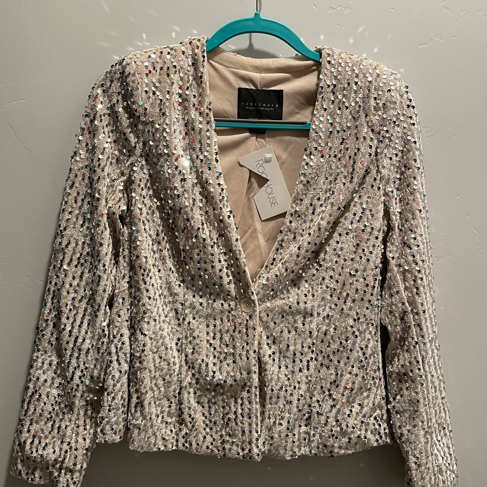 Sanctuary Silver Sequin Blazer
